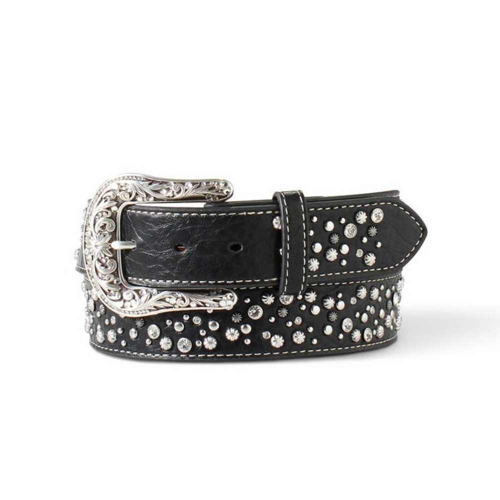 Ariat Belt Leather Studded Western Crystal Black Cowgirl Boho Small 10050717